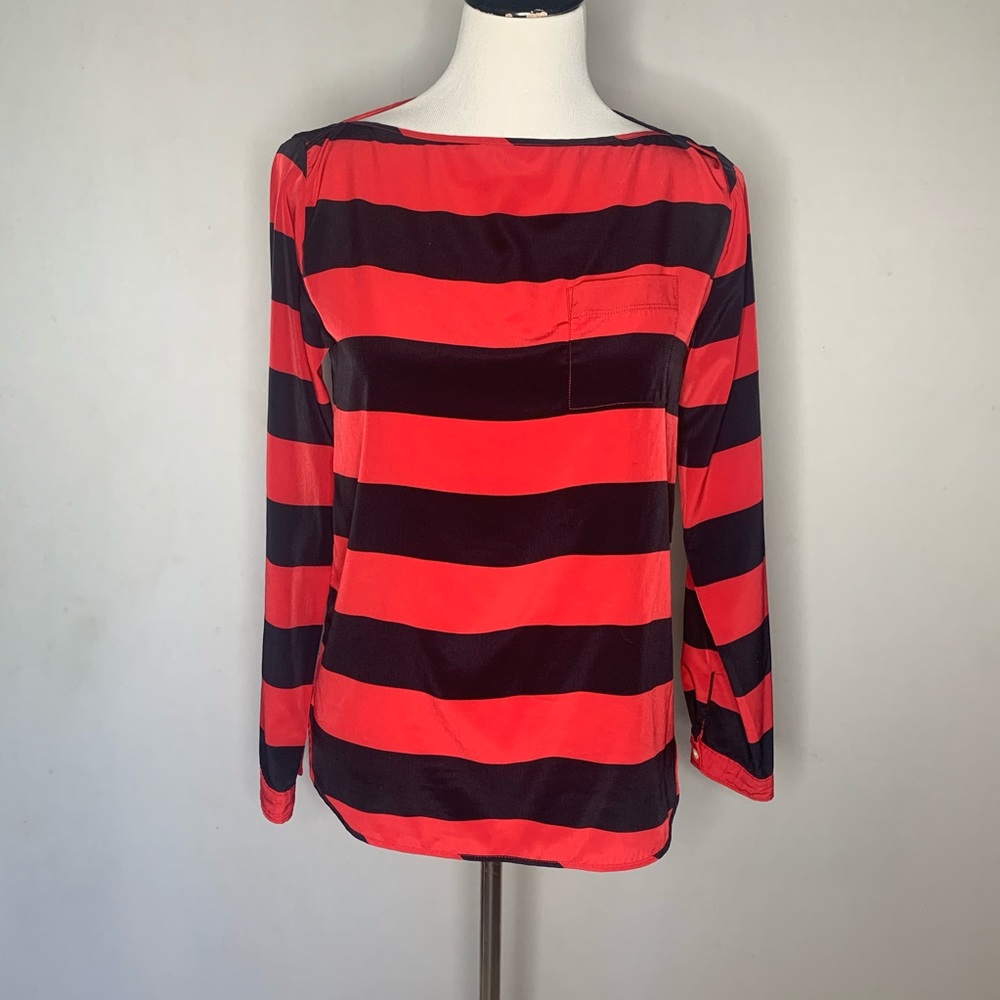 Gap Red and Black Striped Blouse